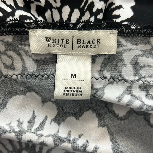 White House Black Market Floral Lace Trim Black and White Camisole - Picture 5 of 6